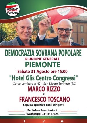 Riunione di Democrazia Sovrana Popolare Regione Piemonte - San Mauro Torinese (TO) 31 agosto 2024